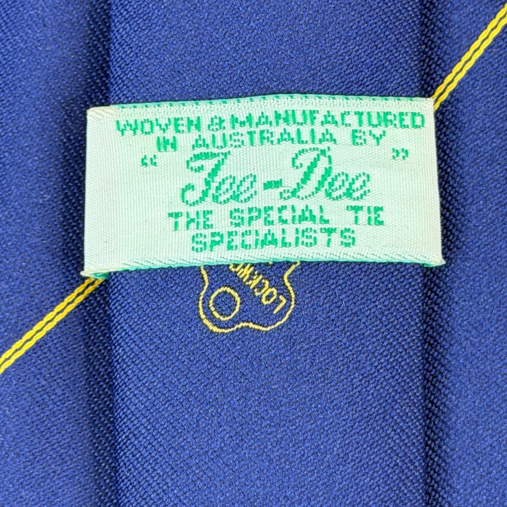 Tee Dee Navy Blue Yellow Stripe Key Pattern Neck Tie Woven Australia Specialists - Picture 7 of 10